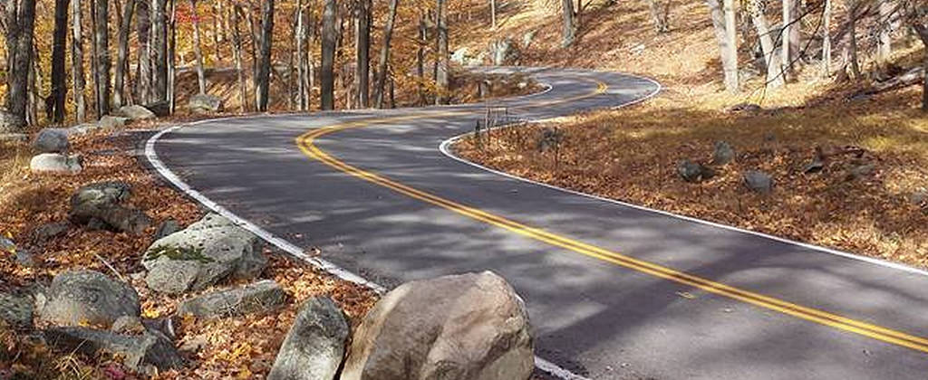 twisty Northeast USA road for driving