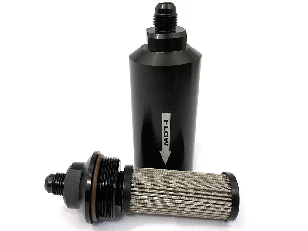 AN fuel or oil filter: rebuildable + cleanable 